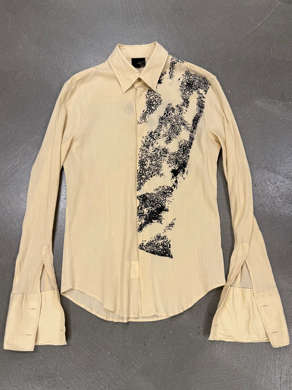 2000s Cavalli print flare sleeve shirt