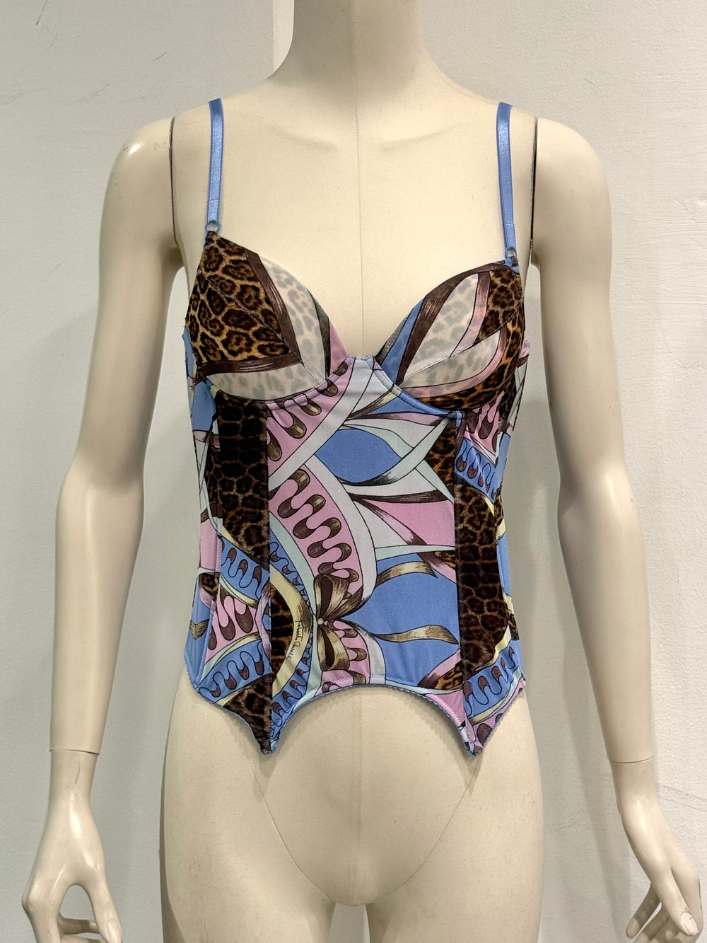 2000s Roberto Cavalli printed corset top