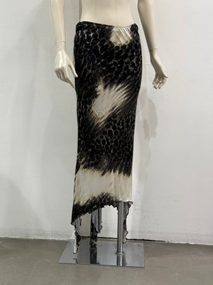2000s Roberto Cavalli animal print draped skirt