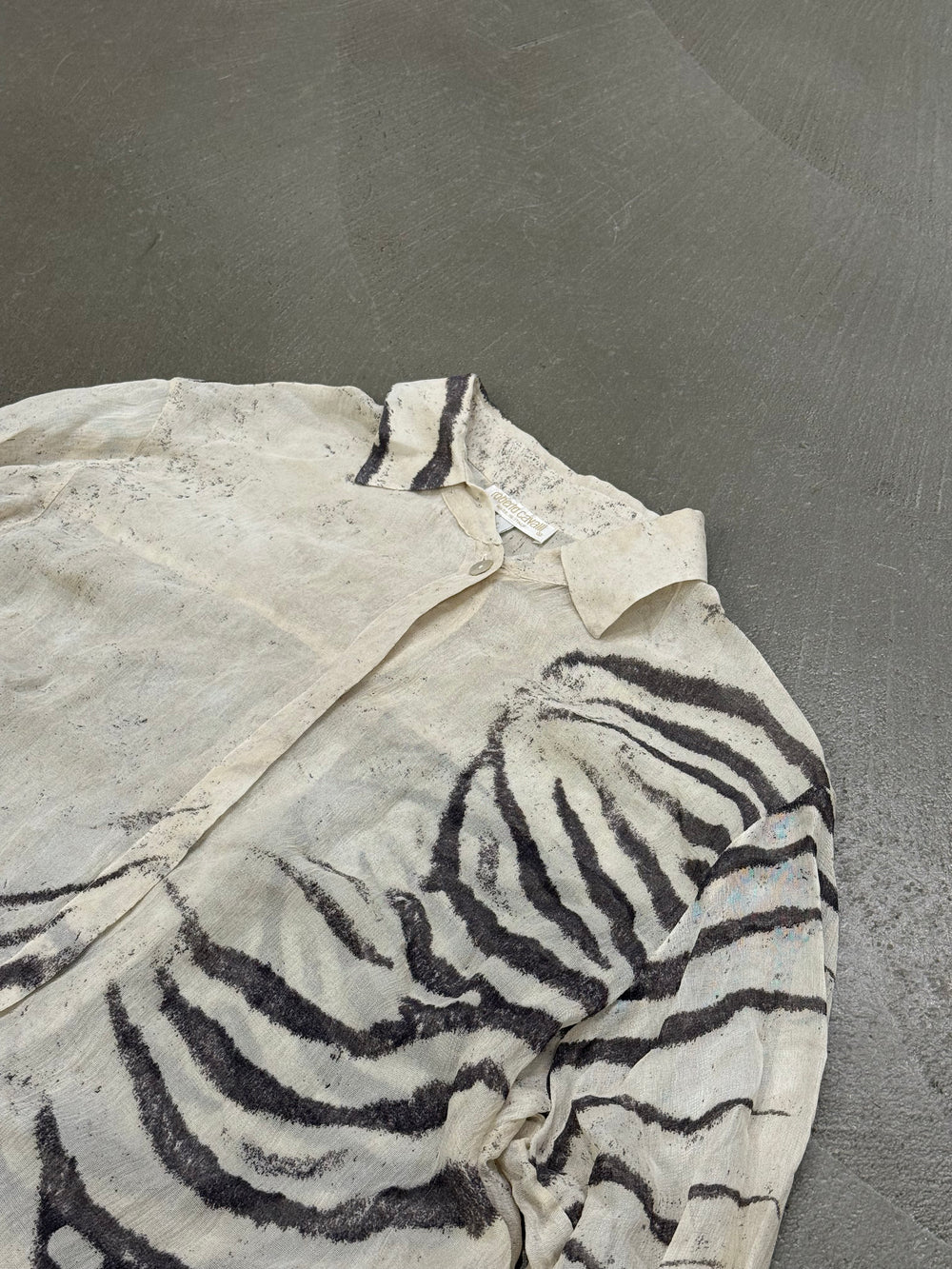 1999 Roberto Cavalli zebra print sheer shirt
