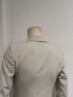 2009 Balenciaga by Nicolas Ghesquière pinstripe asymmetric double breasted blazer