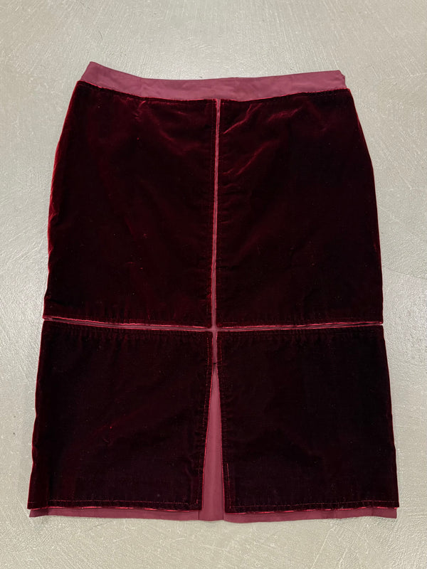 A/W2002 Yves Saint Laurent by Tom Ford red velvet skirt