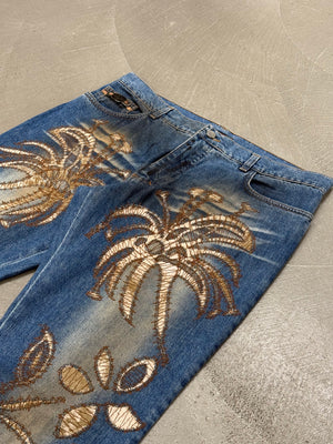 Roberto Cavalli palm tree runway jeans