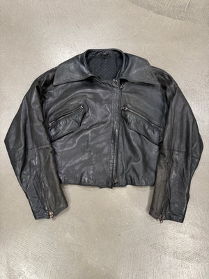 1990s Gianni Versace cropped aviator leather bomber jacket