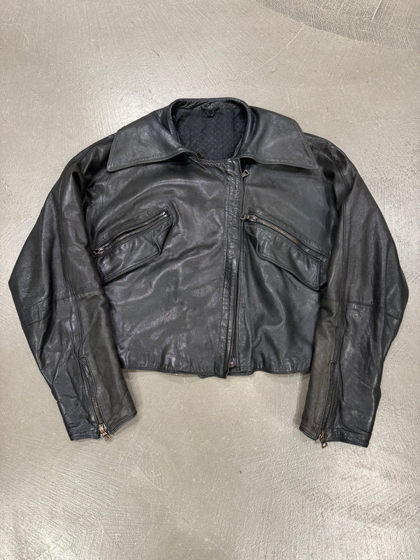 1990s Gianni Versace cropped aviator leather bomber jacket