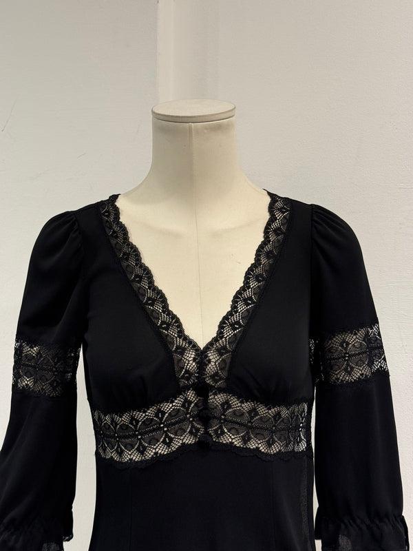 S/S2006 Dolce & Gabbana lace panel sheer black blouse