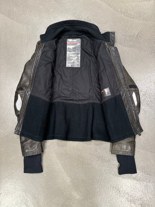 2000s Prada biker leather jacket