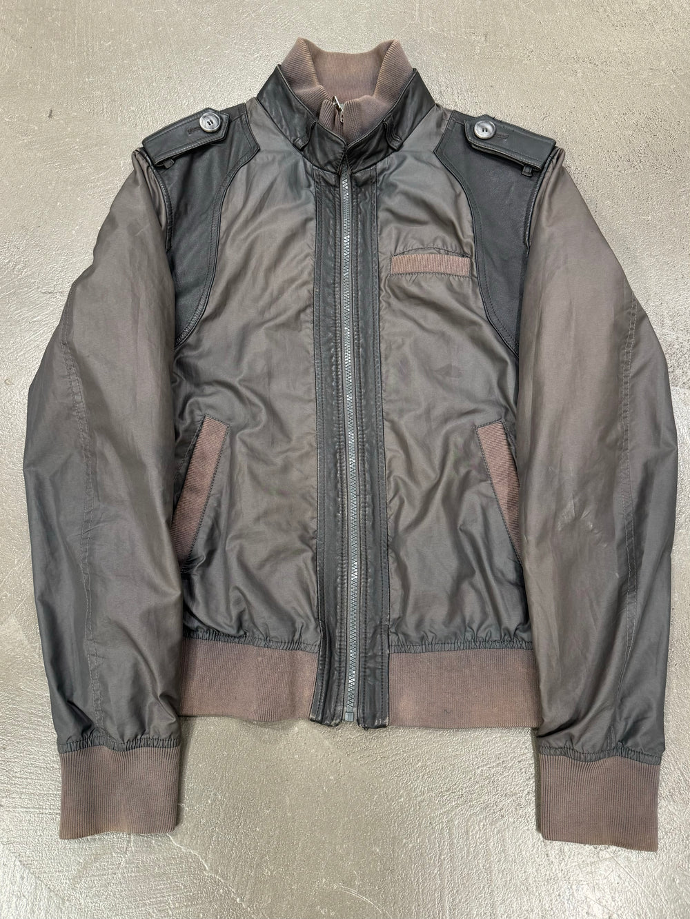 2000s Dolce & Gabbana hybrid nylon/leather light bomber jacket