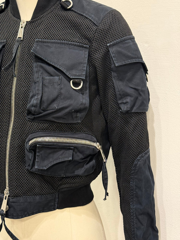 2000s Dsquared2 multi-pocket cargo bomber jacket