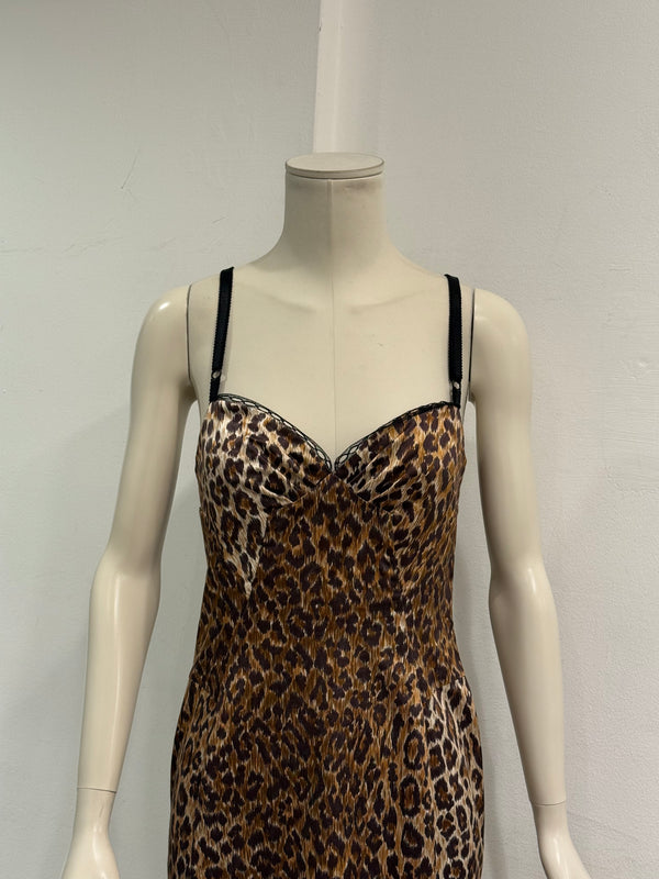 2000s Dolce & Gabbana leopard print bustier dress
