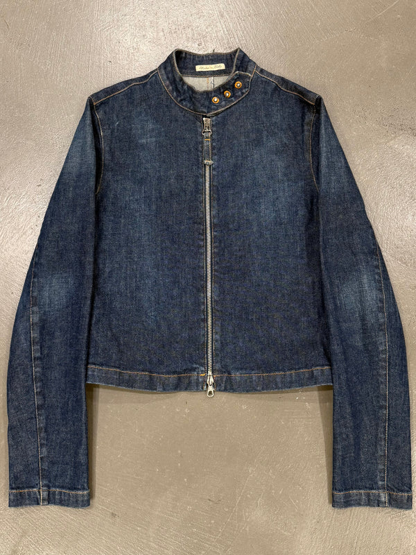 2000s Jean Paul Gaultier moto biker denim jacket