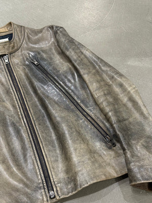 A/W2012 Maison Margiela distressed five zipper leather jacket