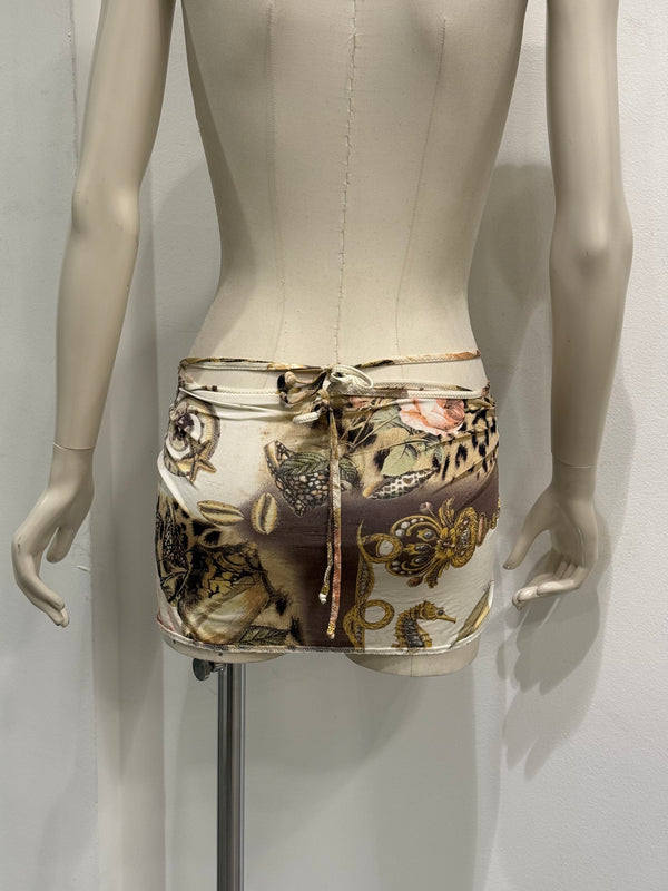 S/S 2005 Roberto Cavalli mixed-print wrap mini skirt