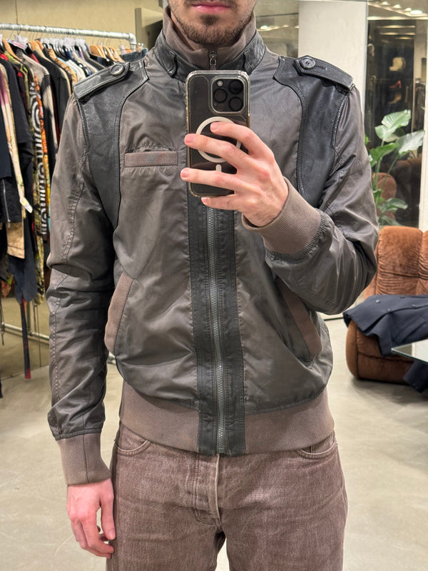 2000s Dolce & Gabbana hybrid nylon/leather light bomber jacket
