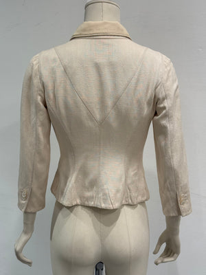 2000s Louis Vuitton structured cropped linen peplum jacket