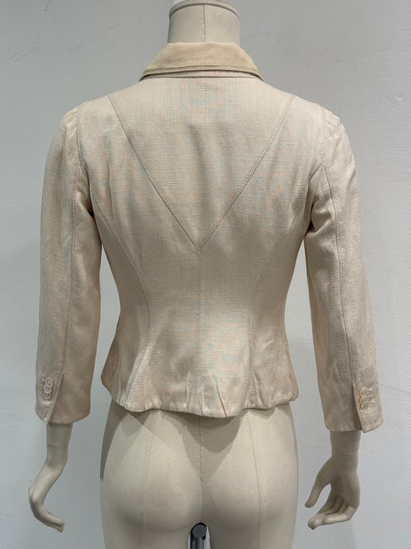 2000s Louis Vuitton structured cropped linen peplum jacket