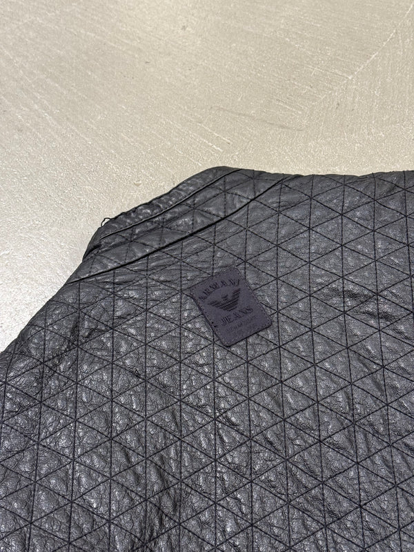 2000s Armani quilted diamond leather jacket