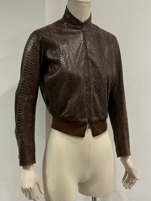 2000s Yves Saint Laurent python skin bomber jacket
