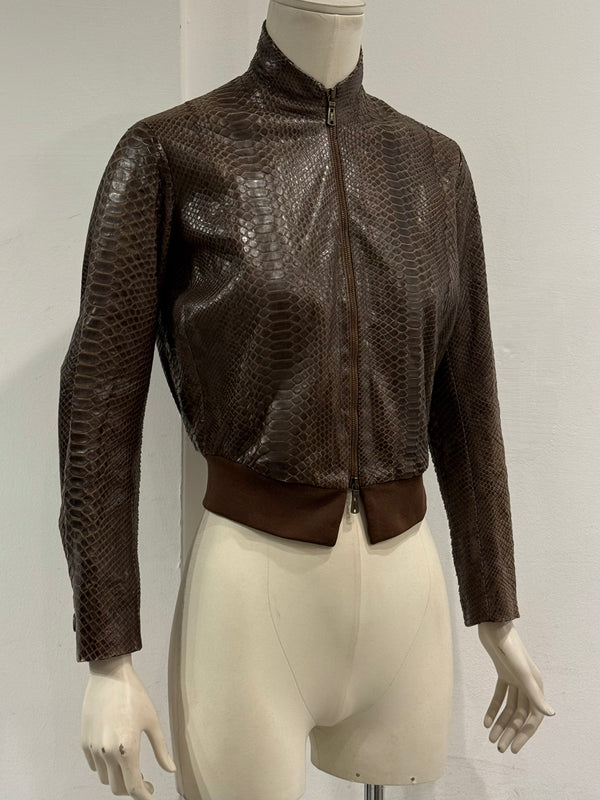 2000s Yves Saint Laurent python skin bomber jacket