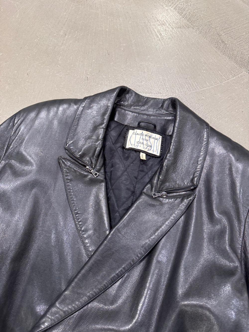 1980s Claude Montana oversized zipper leather coat