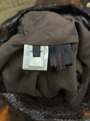 A/W2000 Roberto Cavalli artisanal eroded leather blazer