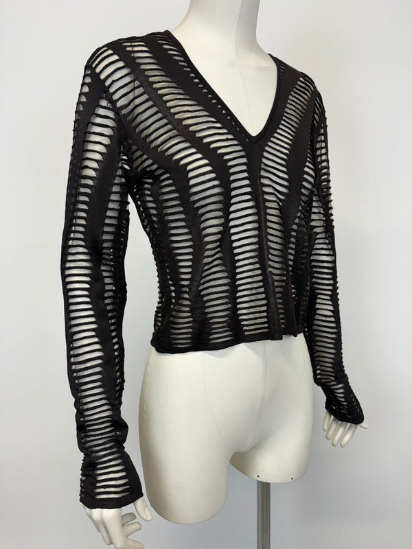 2001 Christian Dior by John Galliano semi-transparent cropped jaquard knit