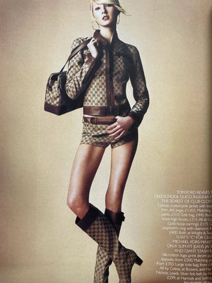 A/W2000 Gucci by Tom Ford monogram canvas jacket with leather trim