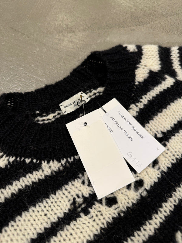 A/W2024 Dries Van Noten distressed stipe knit