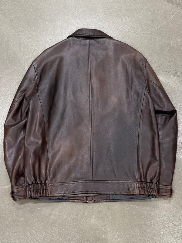 2000s Prada distressed leather jacket