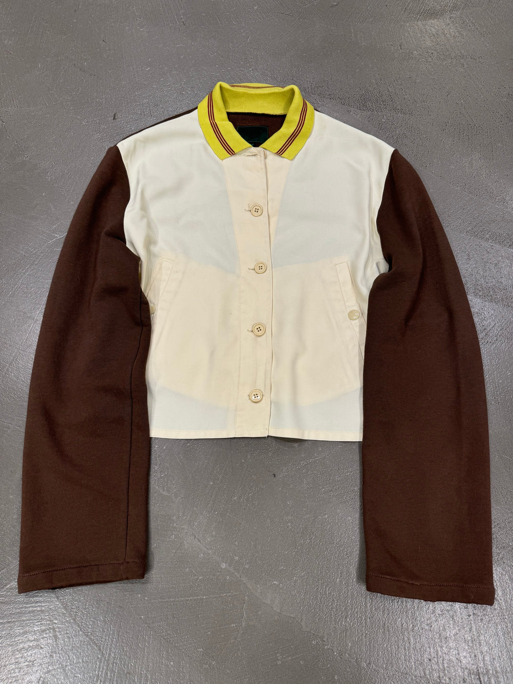 1990s Jean Paul Gaultier Junior cropped hybrid college jacket