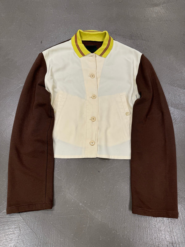 1990s Jean Paul Gaultier Junior cropped hybrid college jacket