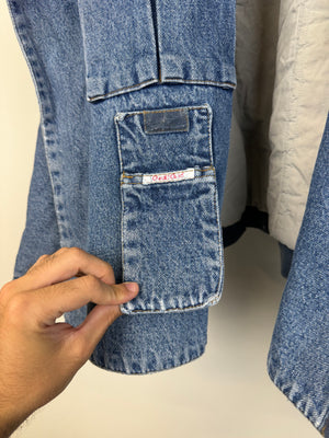 1980s Katharine Hamnett padded denim double breasted bomber