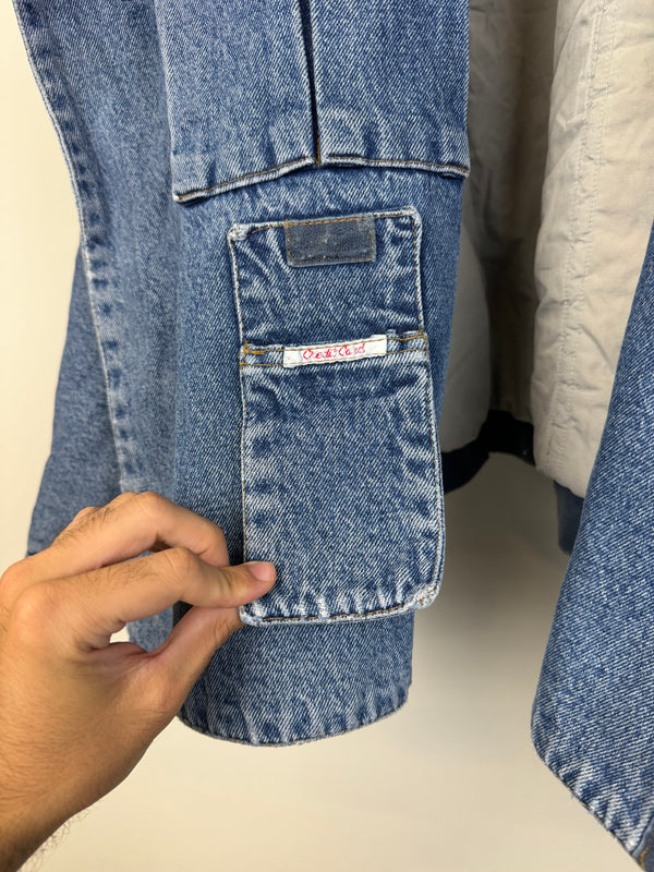 1980s Katharine Hamnett padded denim double breasted bomber