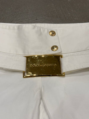 2001 Dolce & Gabbana white cotton belted shorts