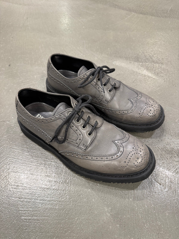 2000s Prada grey leather derby shoes