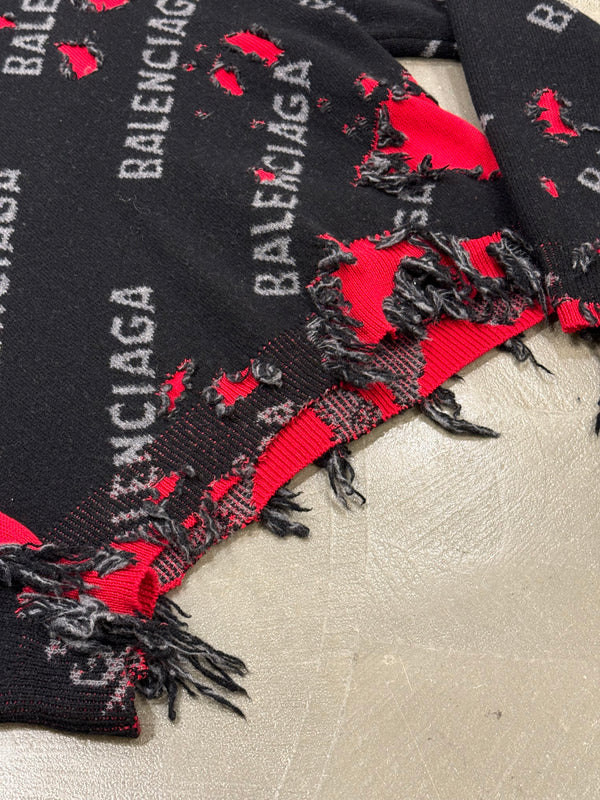 2021 Balenciaga destroyed logo knit