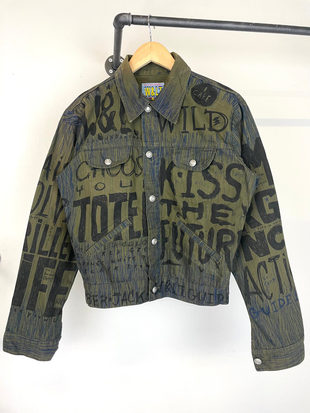 SS98 Walter Van Beirendonck blue fox scribble denim jacket m