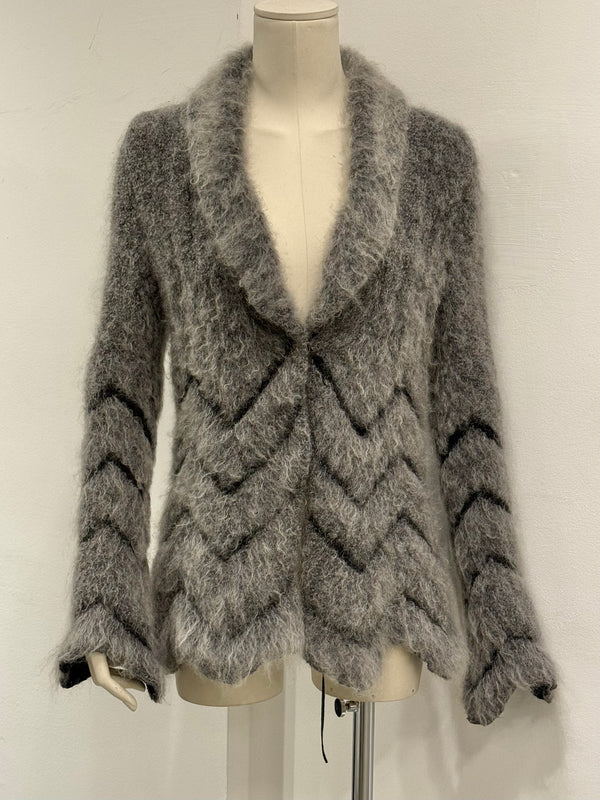 2000s Roberto Cavalli mohair paneled cardigan