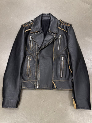2022 Balmain distressed leather biker jacket
