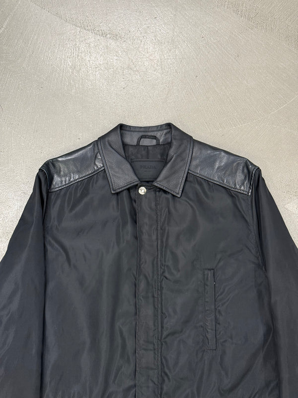 2000s Prada leather panel nylon jacket