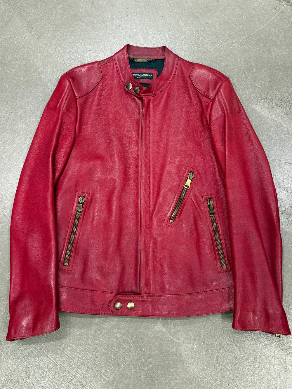 2010s Dolce & Gabbana moto red leather jacket