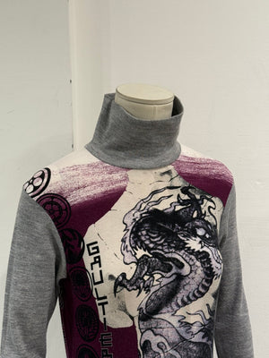 2000s Jean Paul Gaultier dragon print turtleneck top
