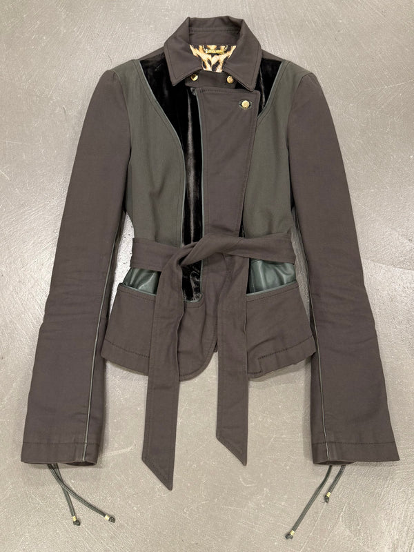 2000s Roberto Cavalli belted paneled jacket