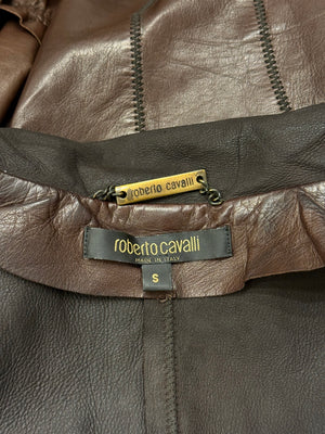 2000s Roberto Cavalli Tie leather jacket