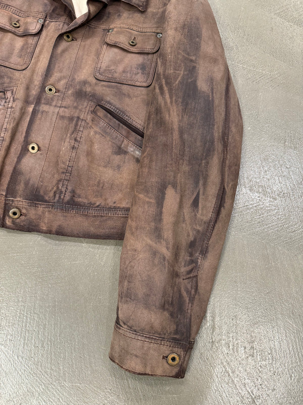 2000s Miu Miu stained treatment leather jacket