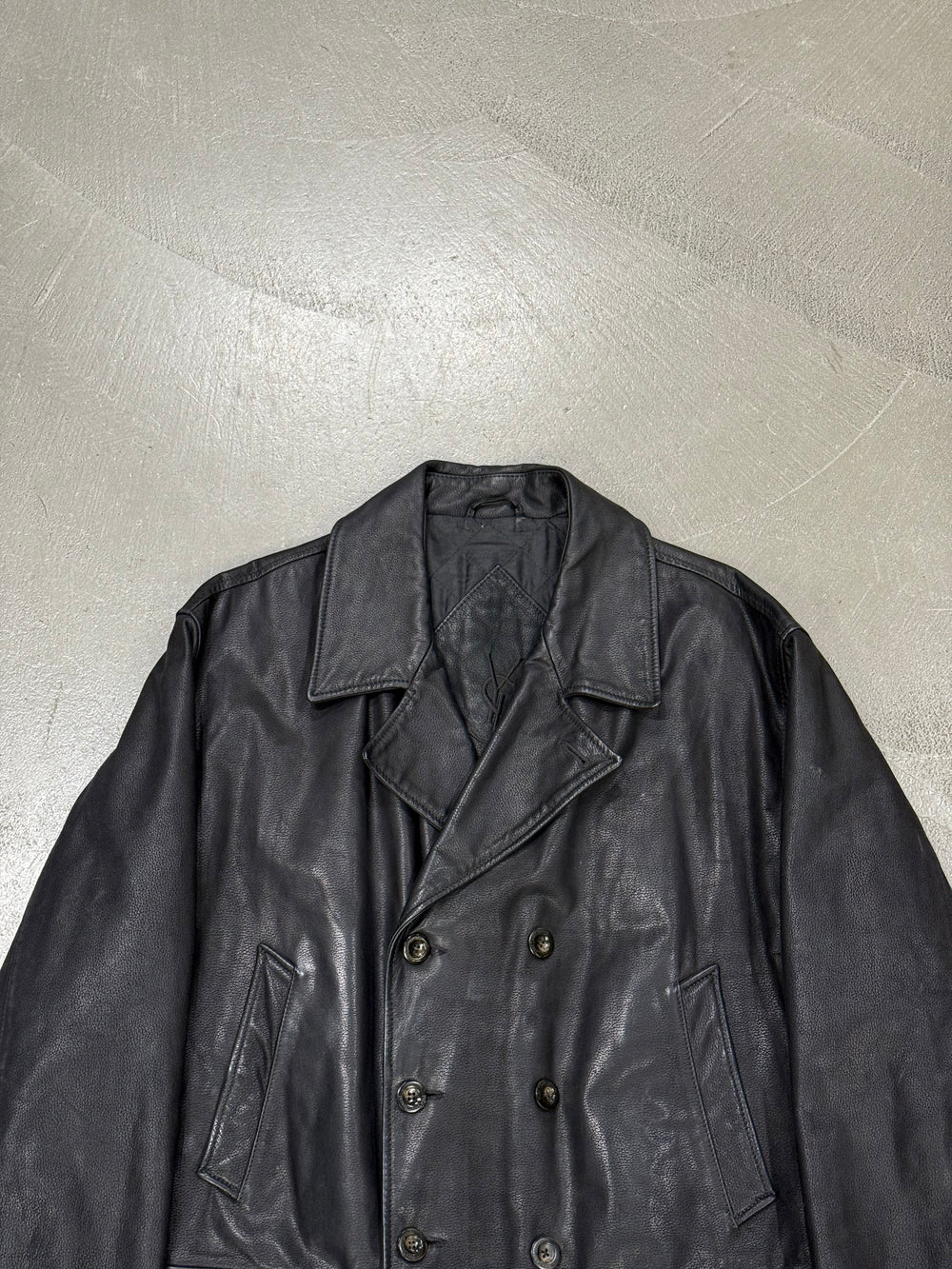 1990s Yves Saint Laurent heavy leather coat