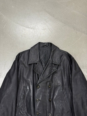 1990s Yves Saint Laurent heavy leather coat