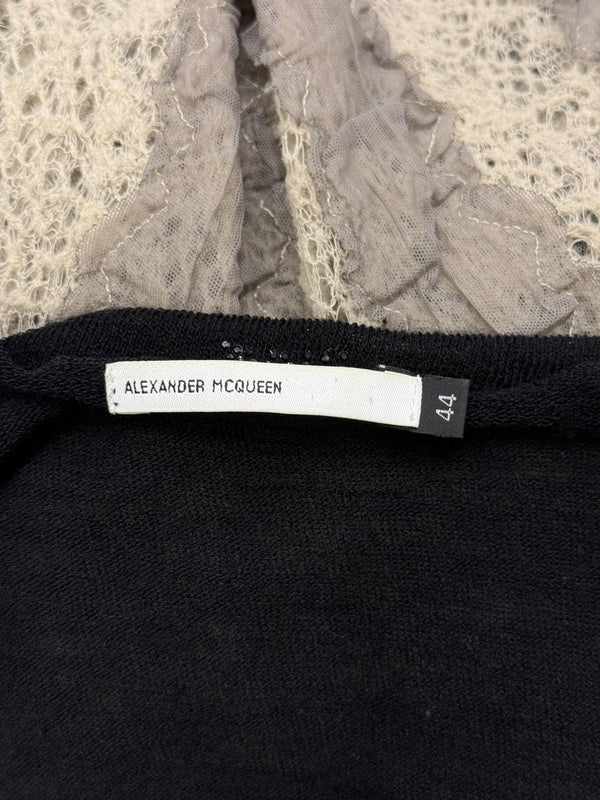 1990s Alexander McQueen lace corset top with crystal buttons