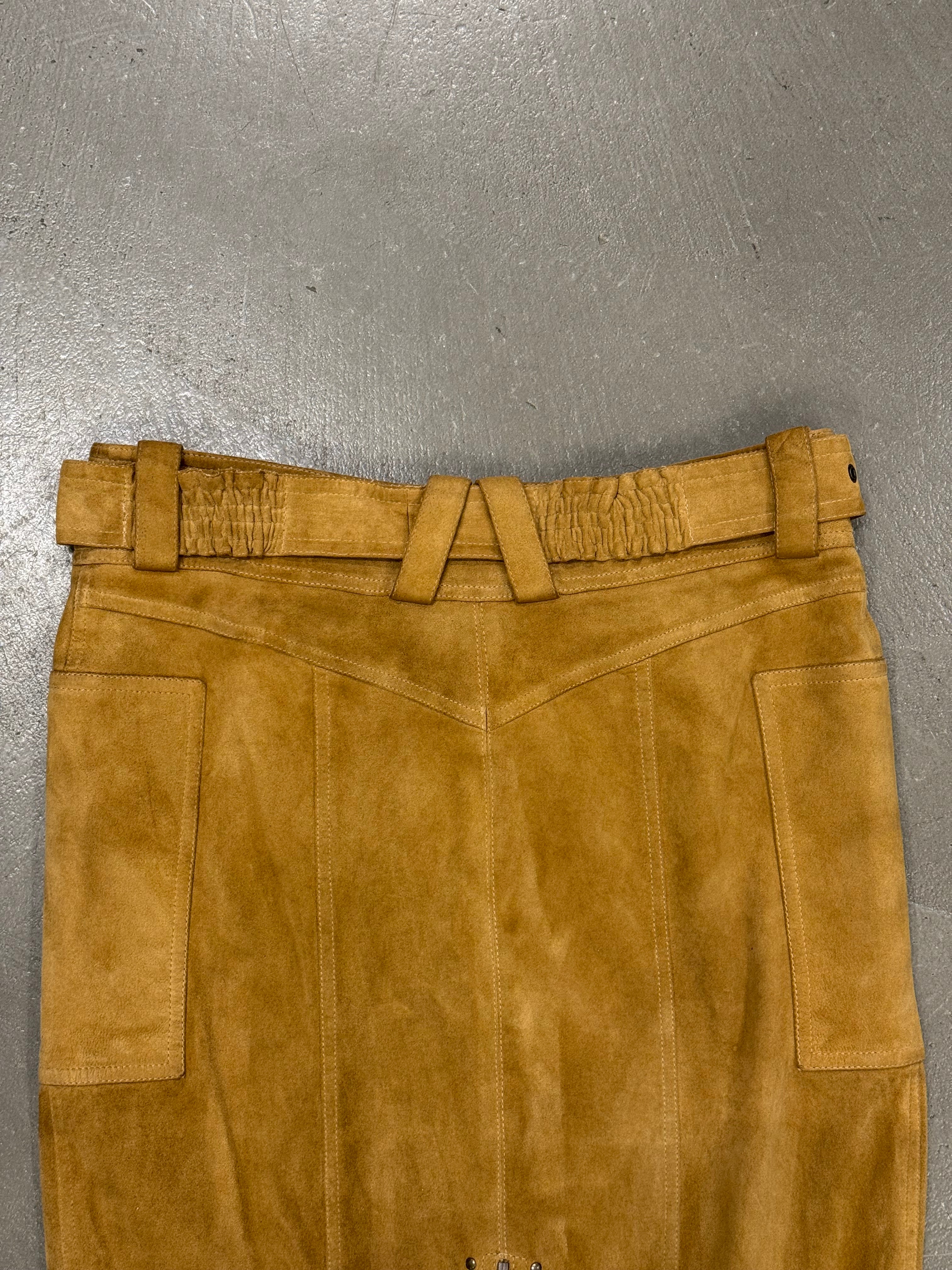 2000s Christian Dior by Galliano sueade zipper skirt