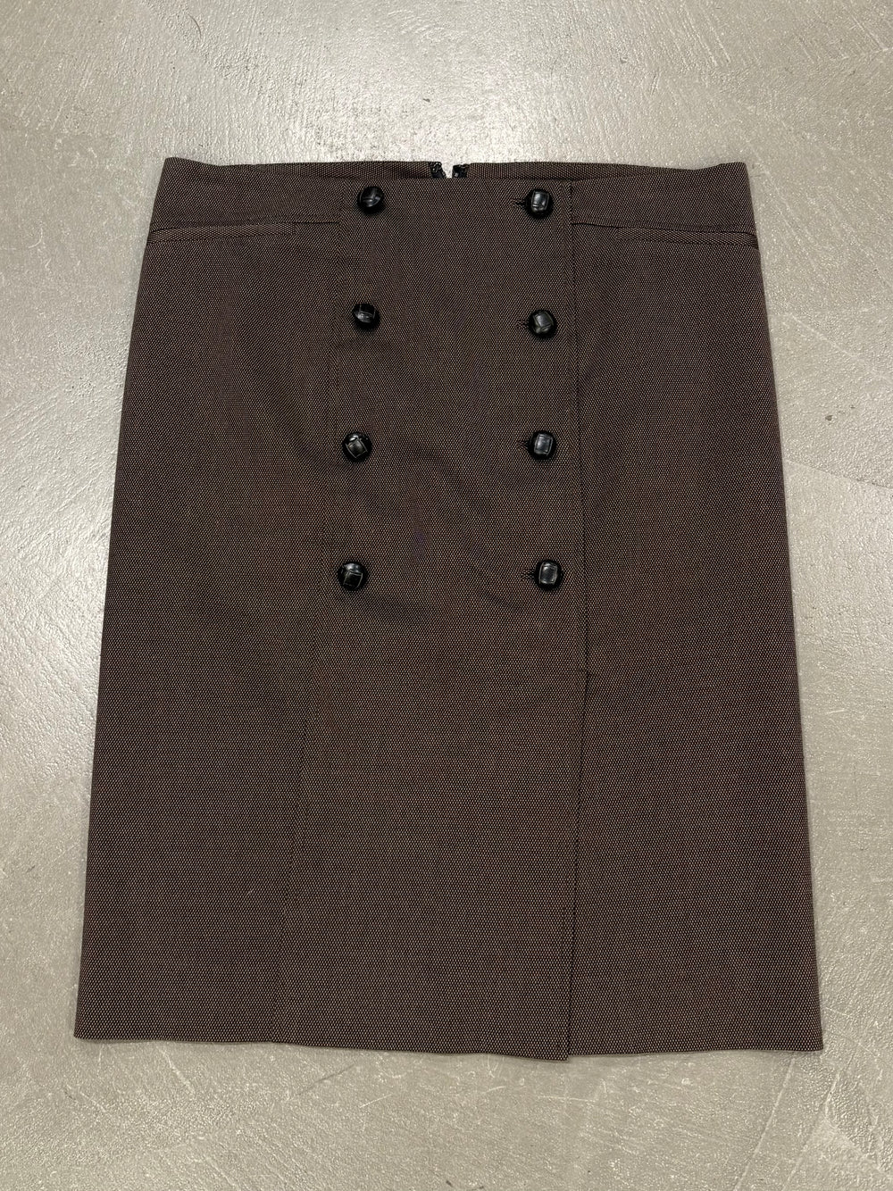 2004 YVES Saint Laurent brown leather double-row button skirt
